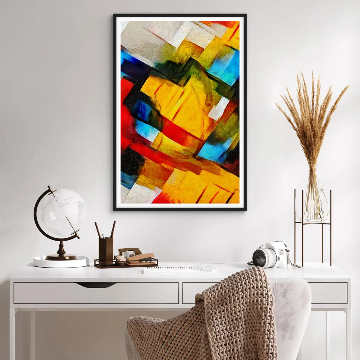 Affiche dans un cadre noir - Poster - Une superposition multicolore - 61x91 cm