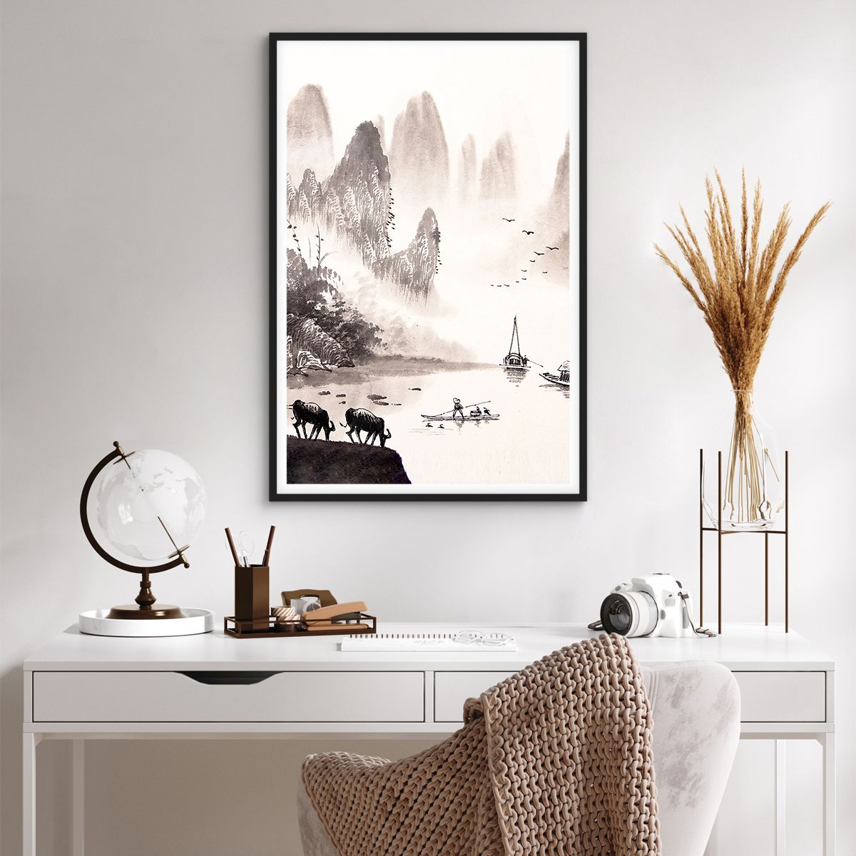 Un set di adesivi murali con motivo di cervi, uccelli e montagne, adesivi murali creativi rimovibili per la decorazione della camera da letto | Leroy Merlin