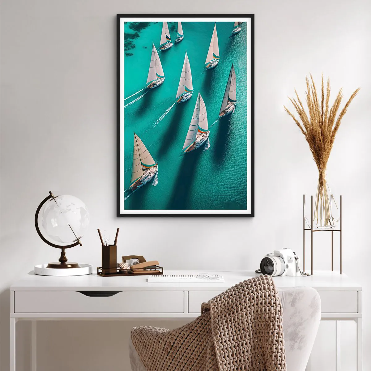 Pôster com moldura preta - Numa competição com o vento - 61x91 cm