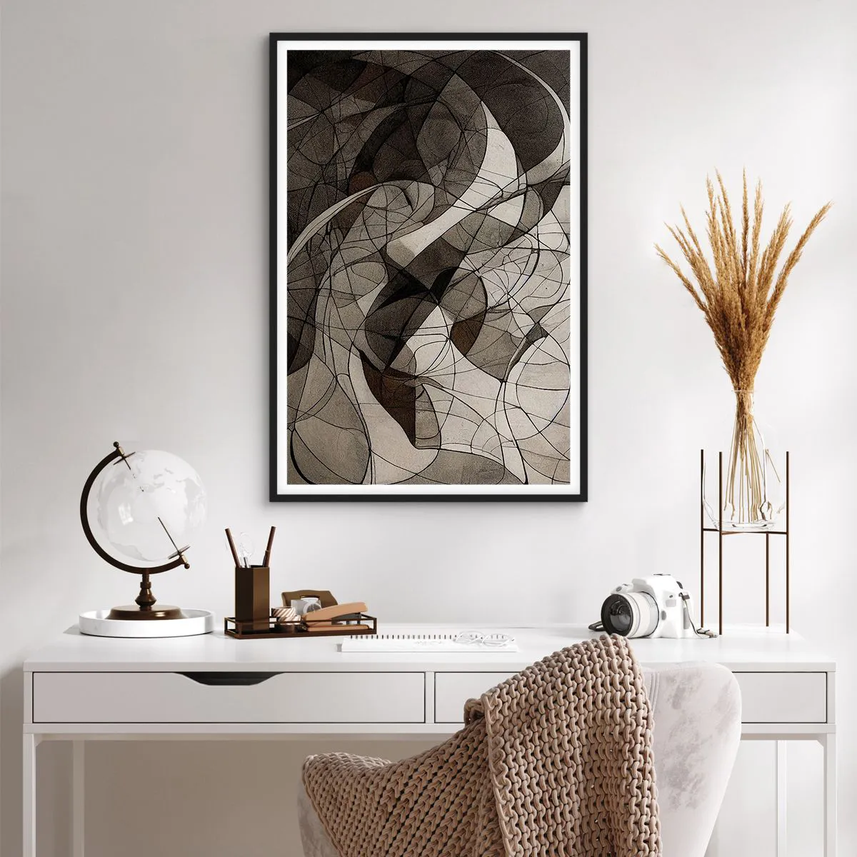 Póster en marco negro - Circulación en colores tierra - 61x91 cm