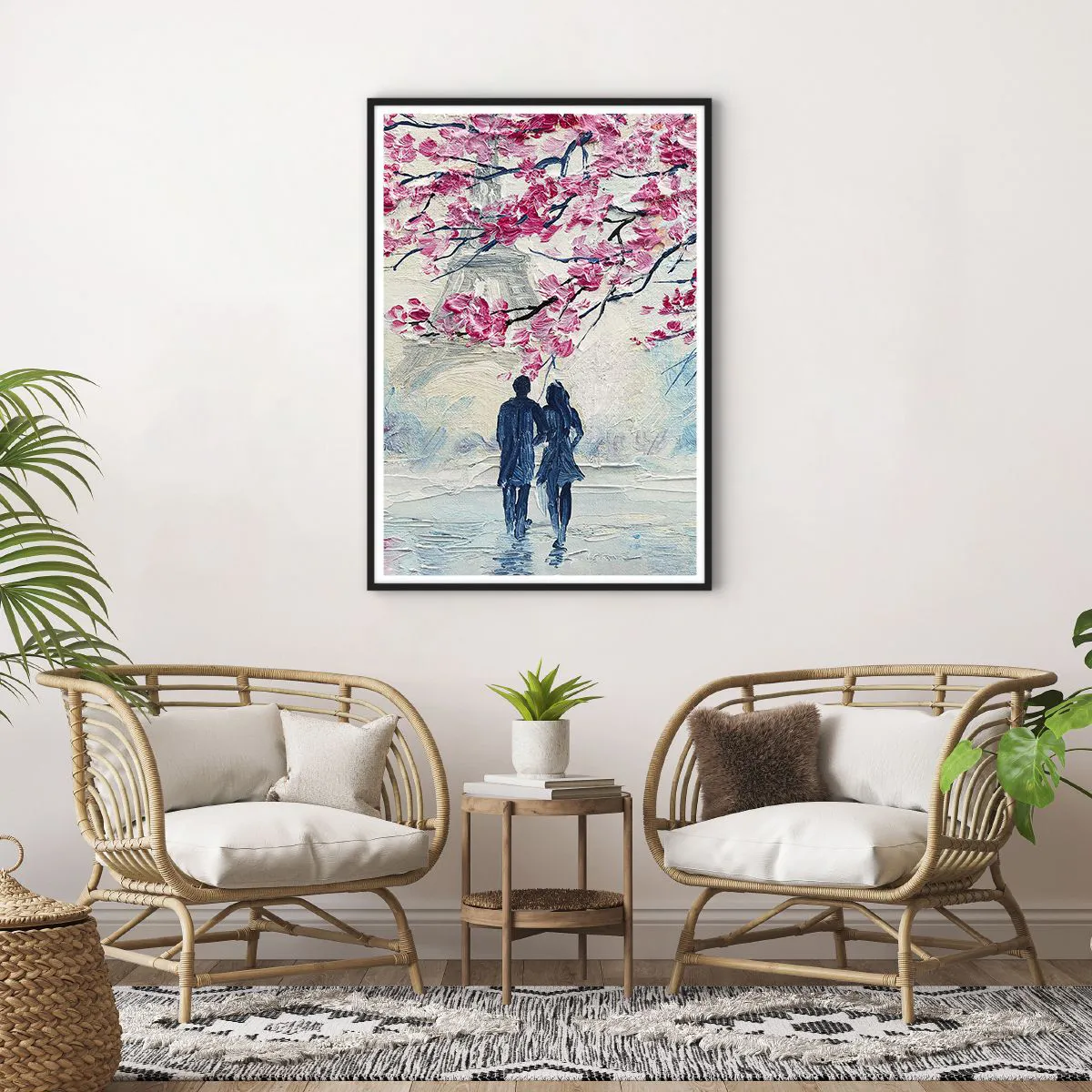 Plakat i sort ramme - Romantisk gåtur - 70x100 cm