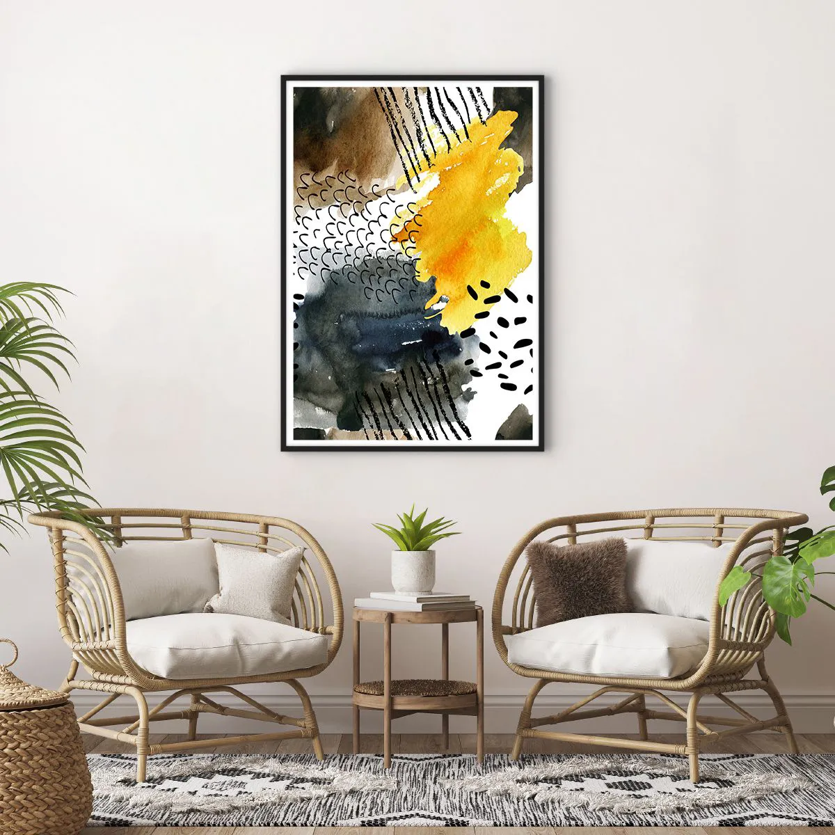 Poster in cornice nera - L'incontro degli elementi - 70x100 cm