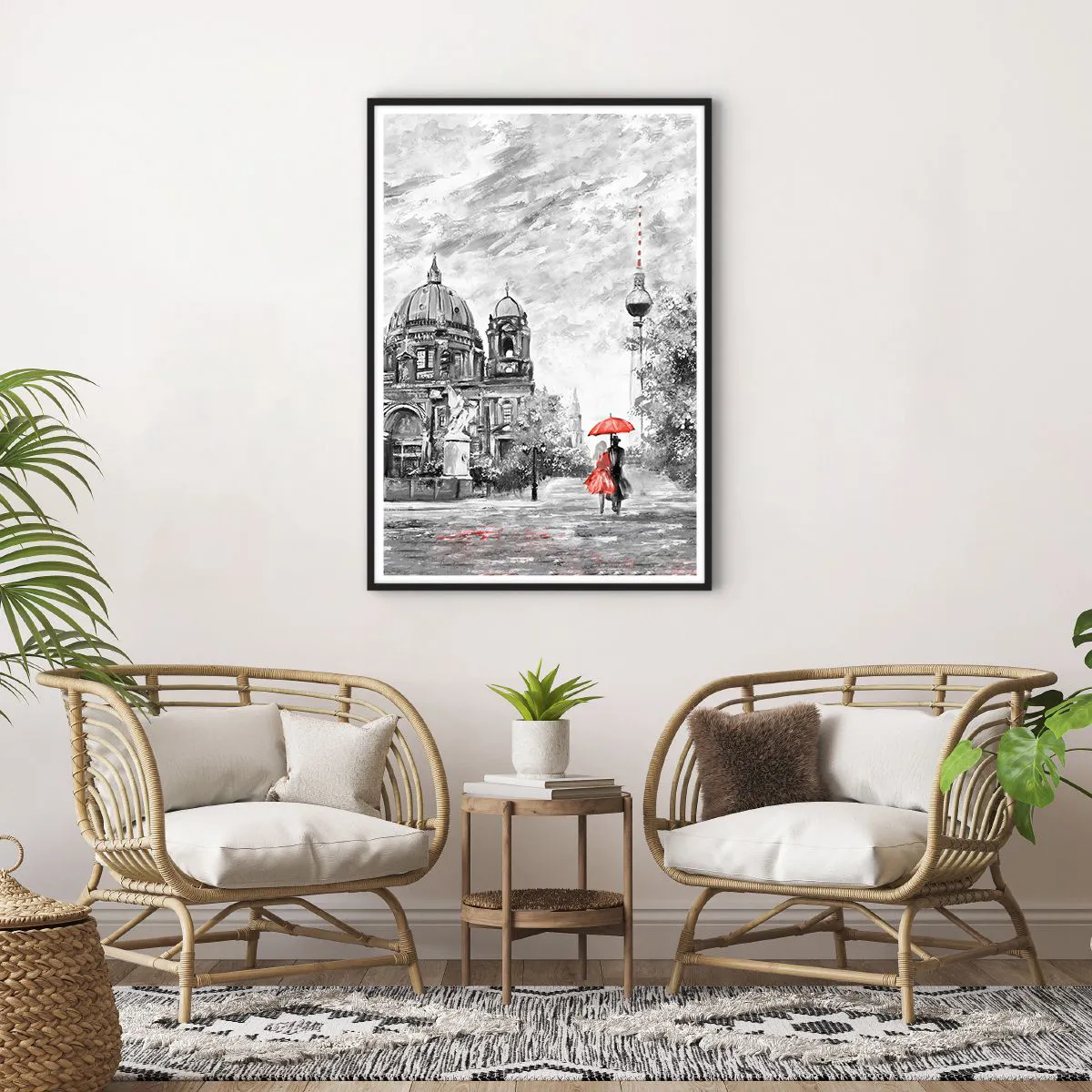 Affiche dans un cadre noir - Poster - Rencontre berlinoise - 70x100 cm