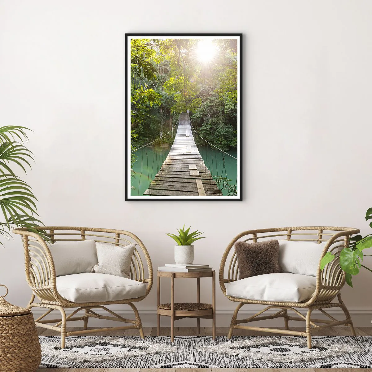 Poszter fehér keretben - Az azúrkék vízen át az azúrkék erdőbe - 70x100 cm