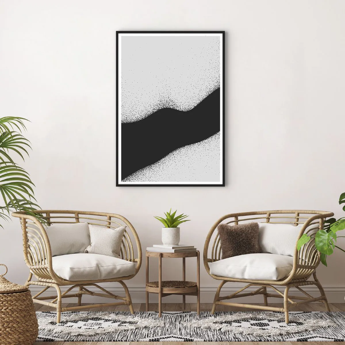 Pôster com moldura preta - Equilíbrio suave - 70x100 cm