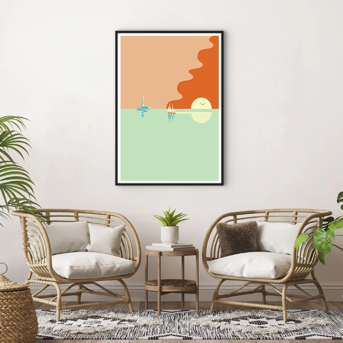 Affiche dans un cadre noir - Poster - Paysage idéal de la mer - 70x100 cm