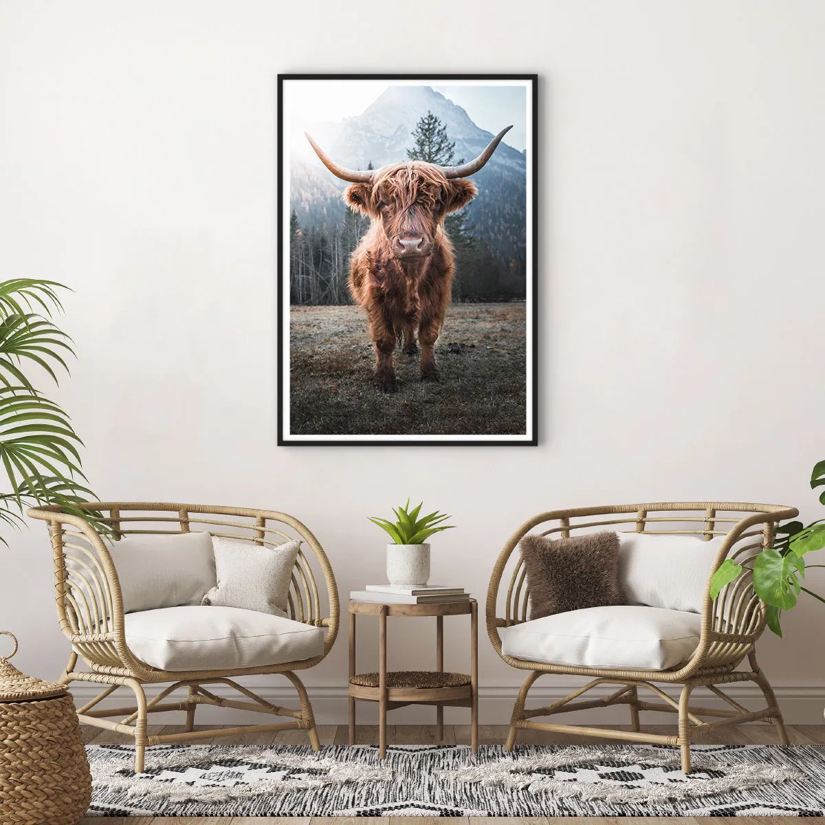 Plakat i sort ramme - Hilsner fra en eng i bjergene - 70x100 cm