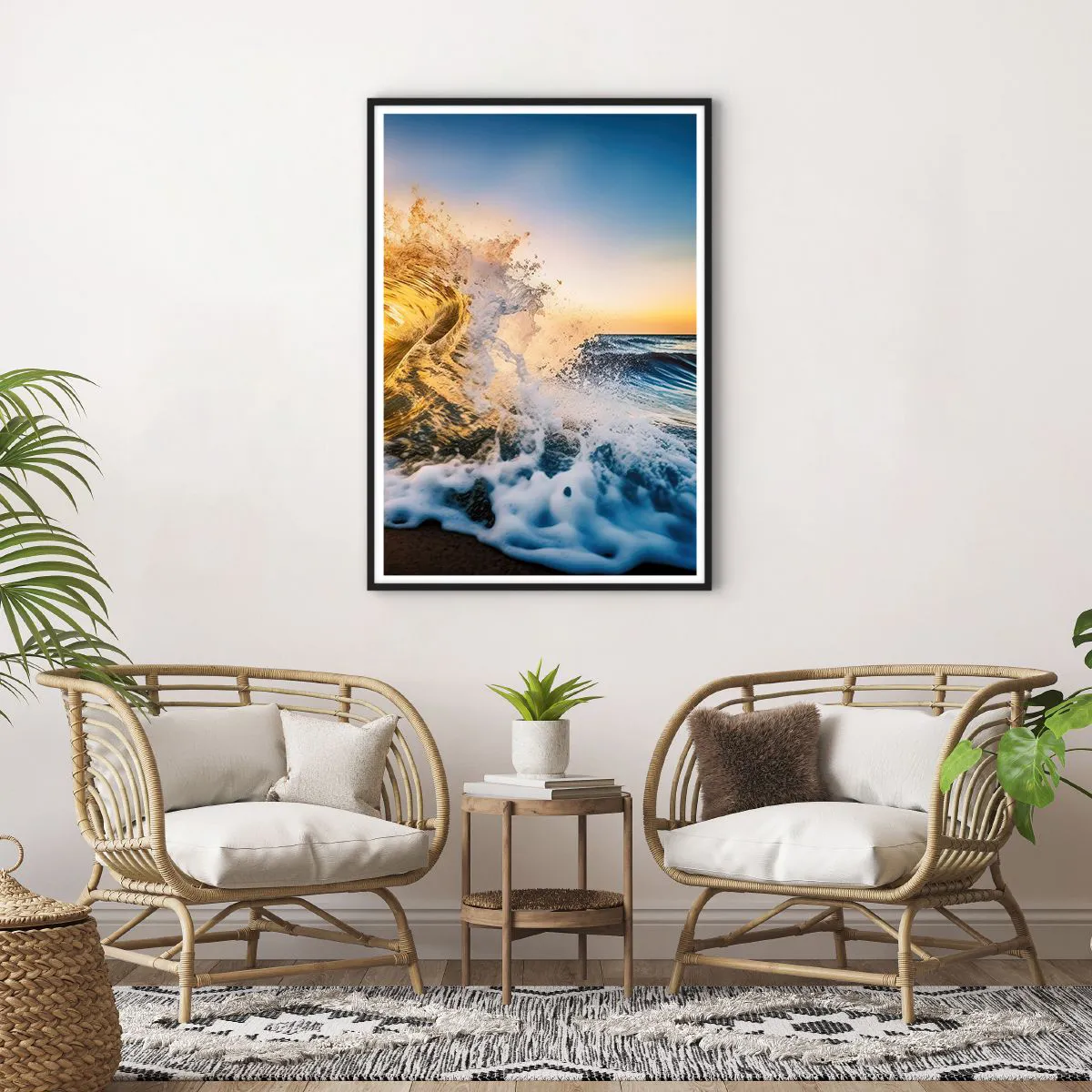 Pôster com moldura preta - Diversão na areia - 70x100 cm