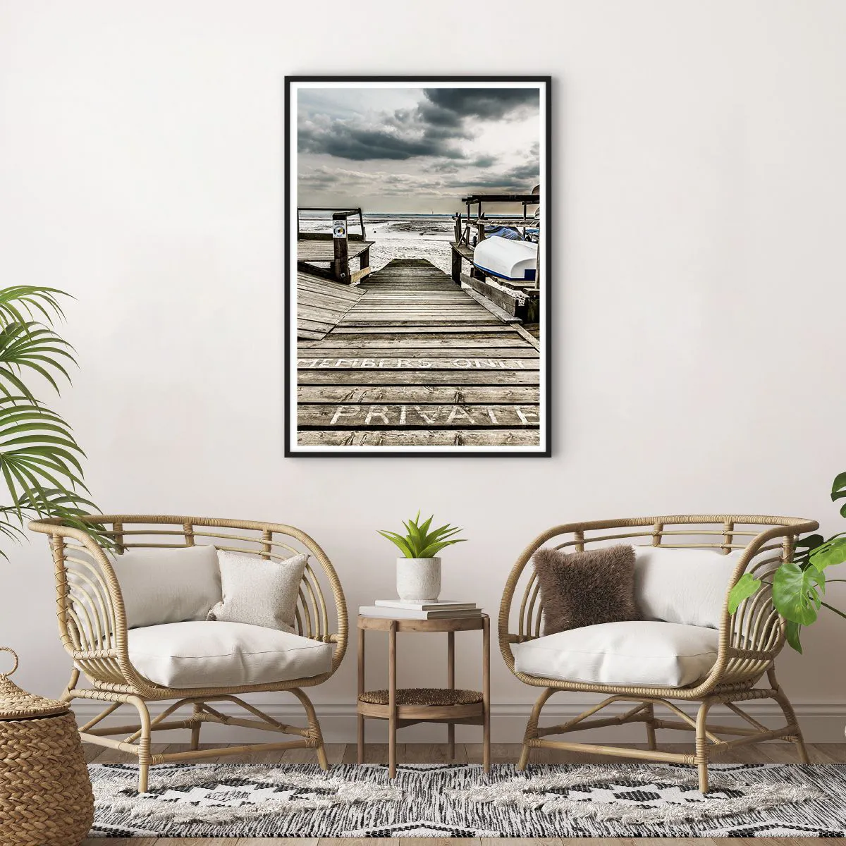 Plakat i sort ramme - Stranden i nord - 70x100 cm