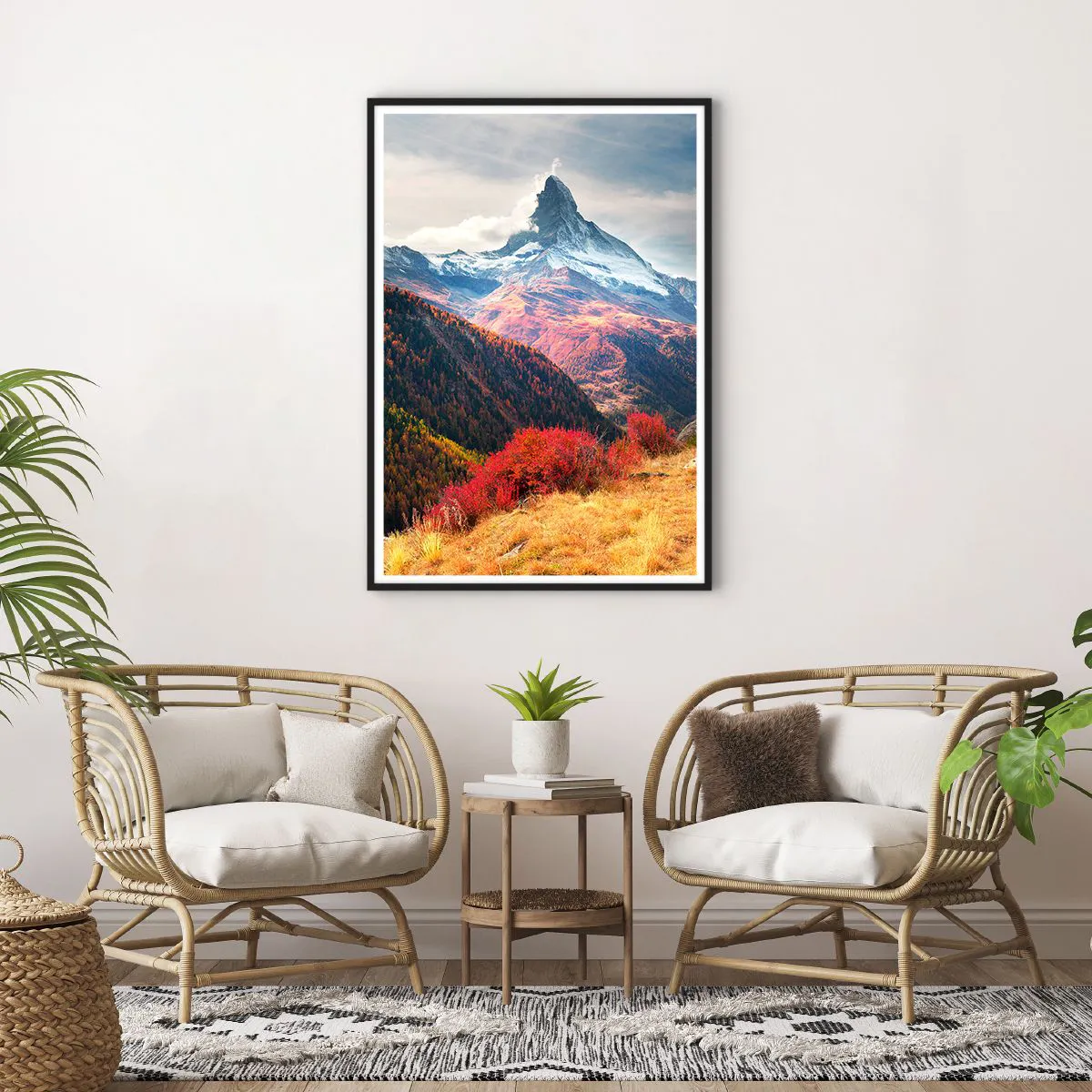 Plakat i sort ramme - Alpernes efterår - 70x100 cm