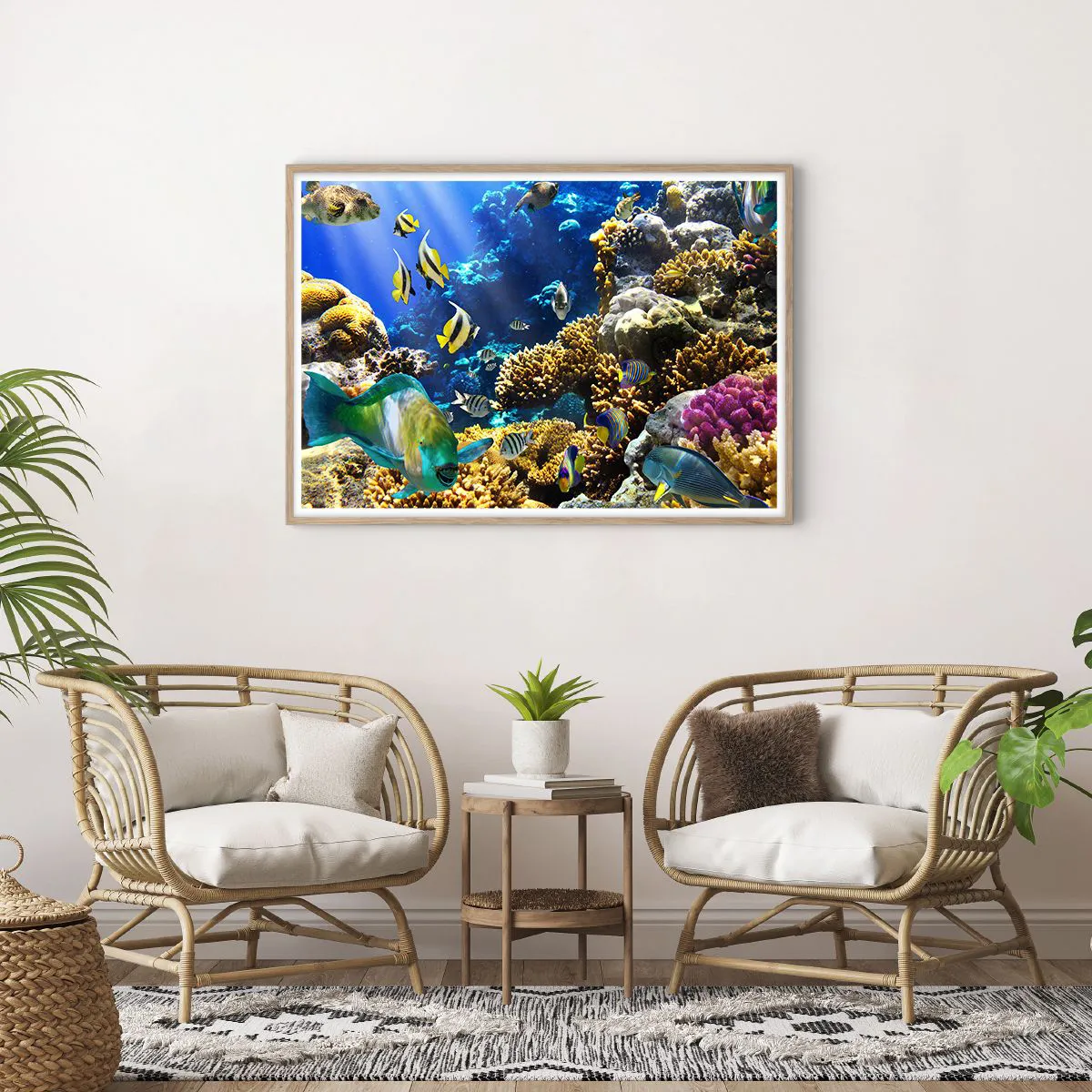 Poster in light oak frame - Big Traffic to Holiday Destination - 100x70 cm