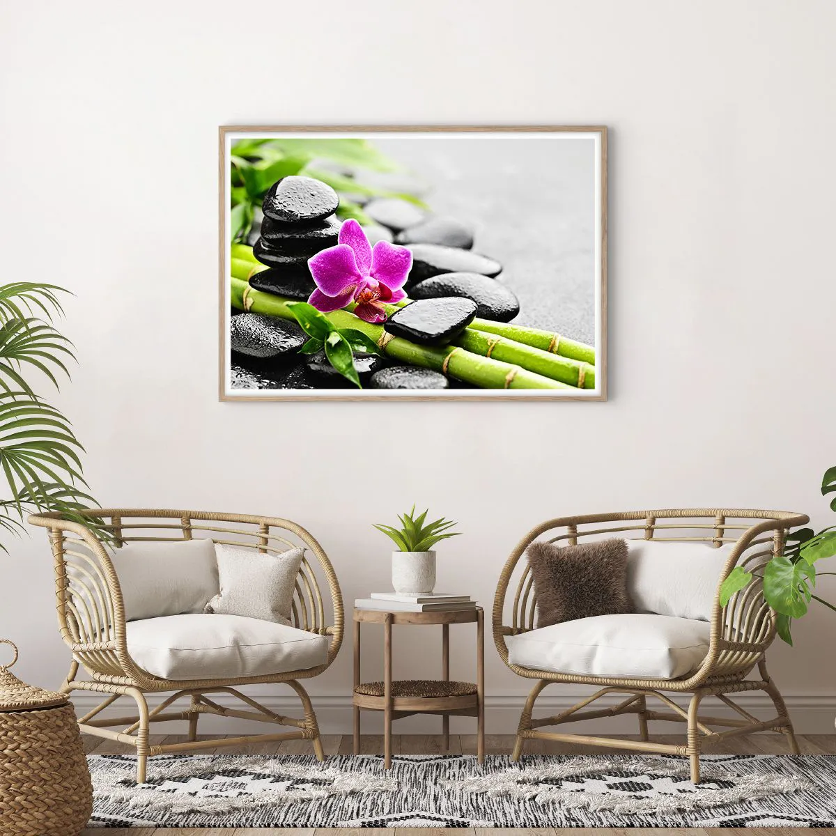 Poster în ramă de stejar deschis - Într-un echilibru pașnic - 100x70 cm