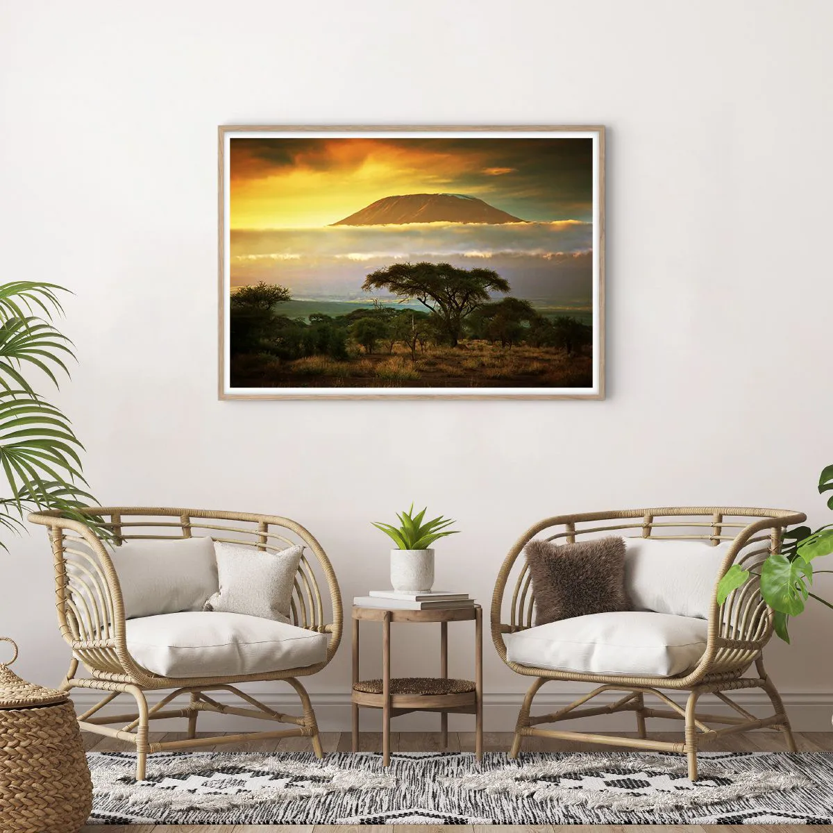 Poster în ramă de stejar deschis - Visul unui călător - 100x70 cm