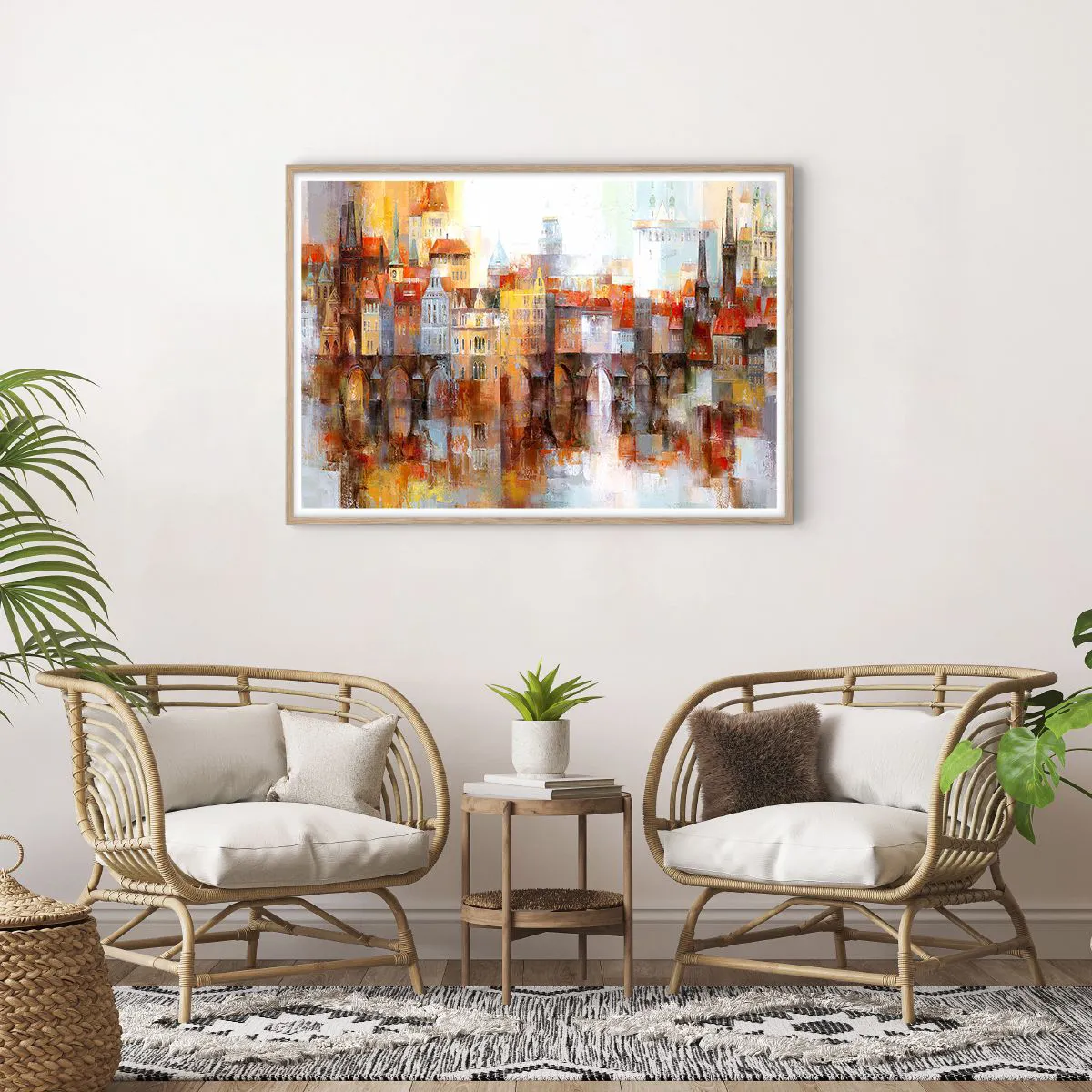 Plagát v ráme zo svetlého duba - Pod mostom je tiež krásne - 100x70 cm