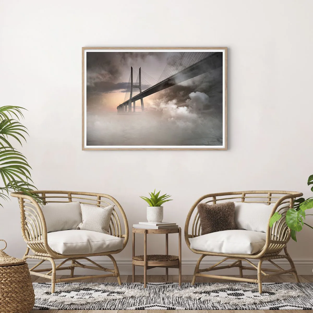 Affiche dans un chêne clair - Poster - Sur la rivière qui n'existe pas - 100x70 cm