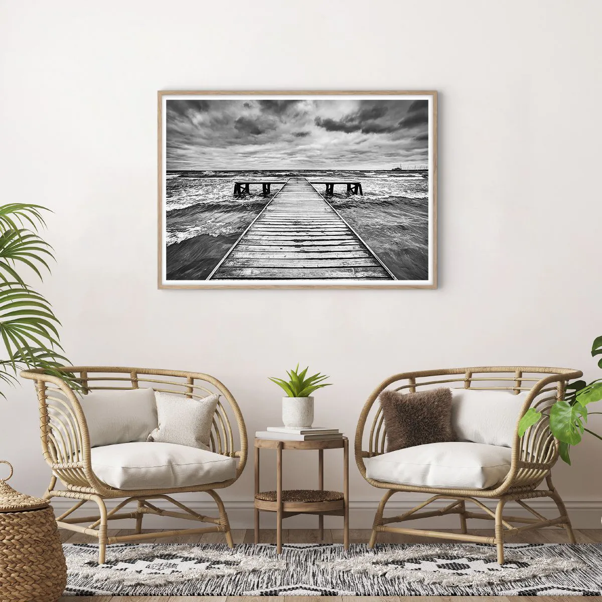 Pôster com moldura de carvalho claro - Estou à espera do vento, que vai dispersar... - 100x70 cm