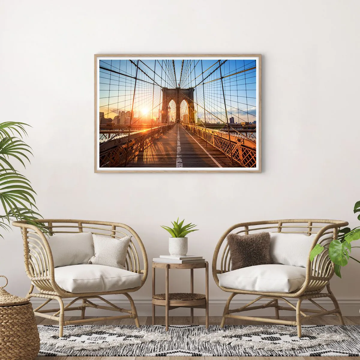 Poszter világos tölgy keretben - Az arany hídon - 100x70 cm