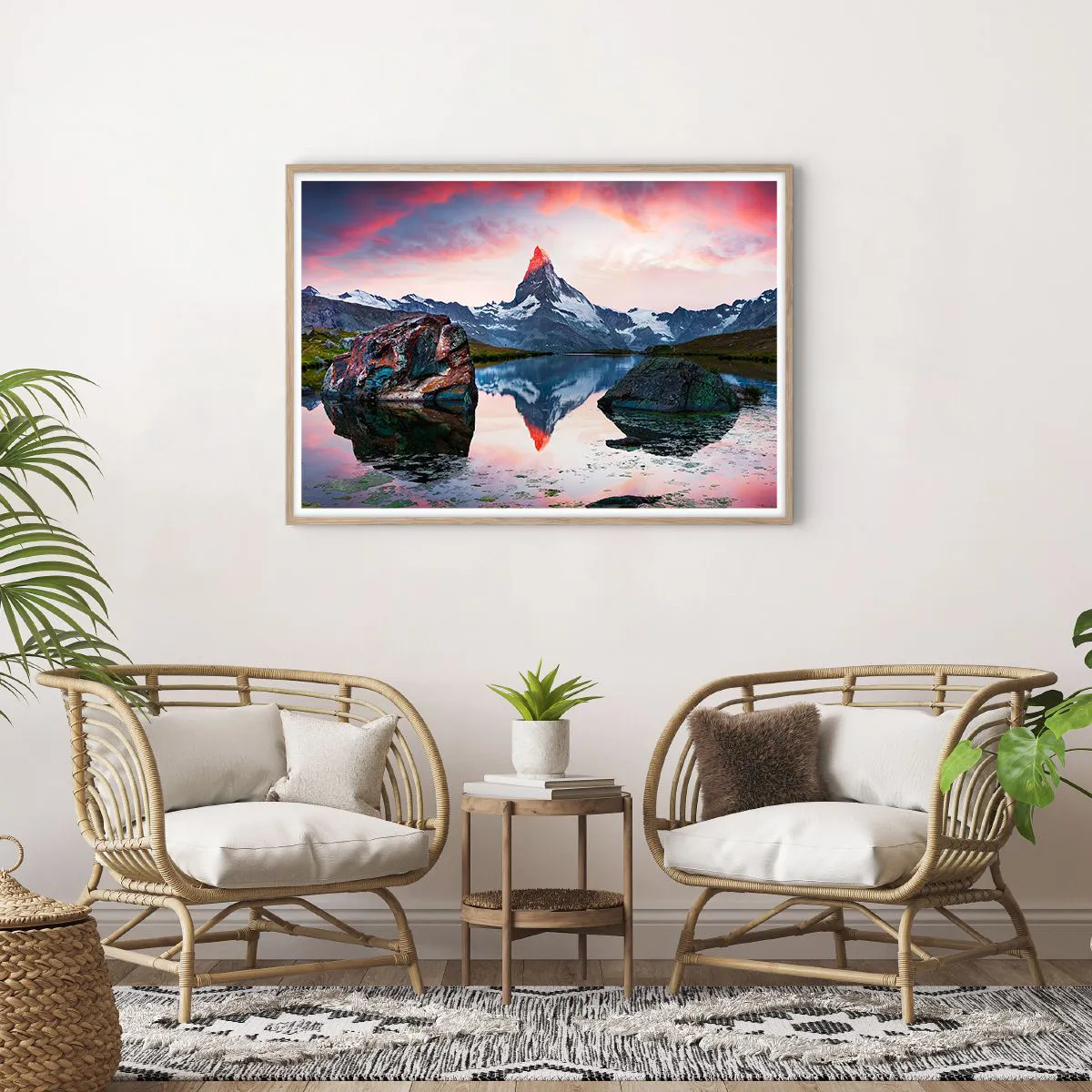 Póster en marco roble claro - El corazón de las montañas arde - 100x70 cm