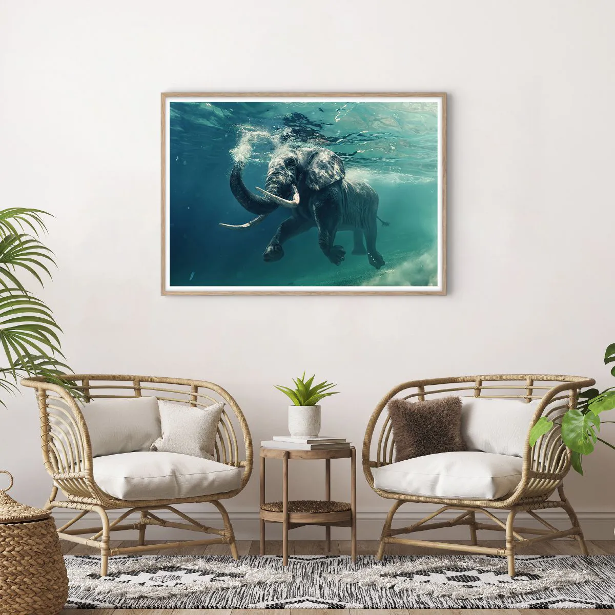 Poster in light oak frame - Everyone Likes to Swim - 100x70 cm