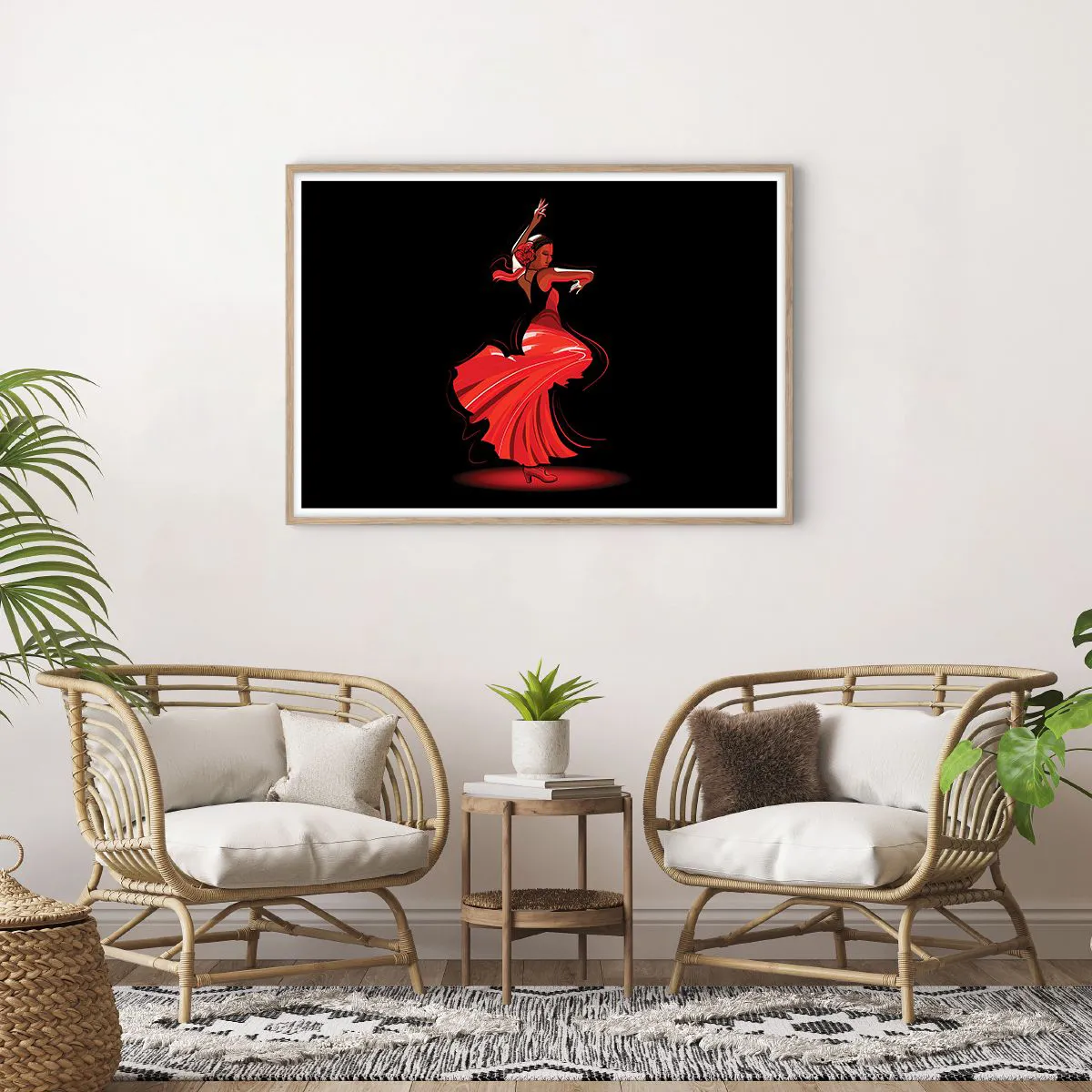 Affiche dans un chêne clair - Poster - L'esprit fougueux du flamenco - 100x70 cm