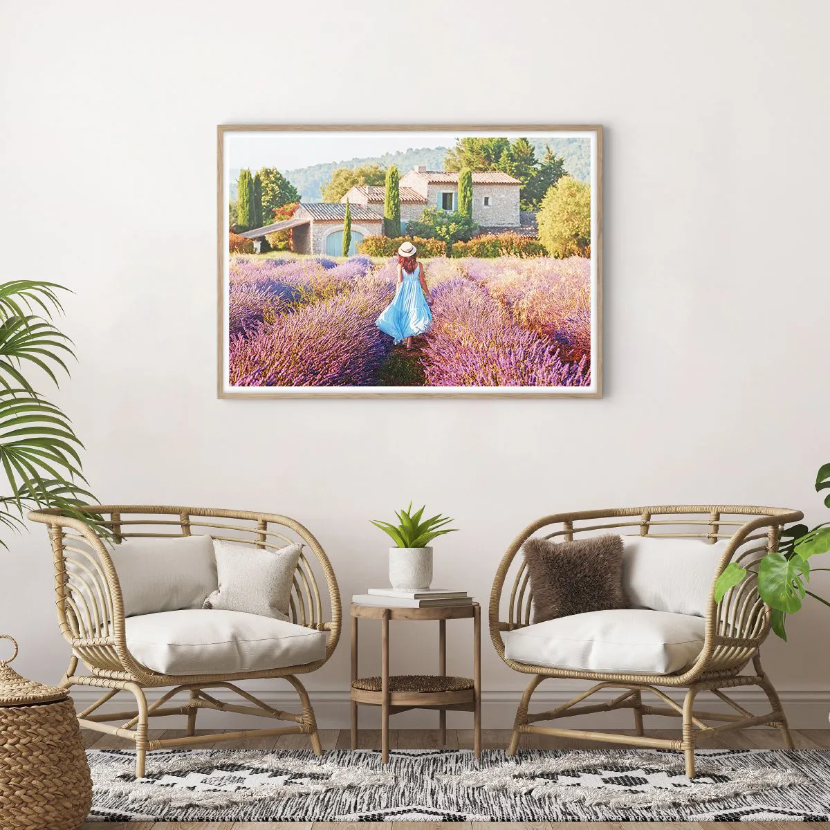 Affisch i ram av ljusek - Lavendelflicka - 100x70 cm