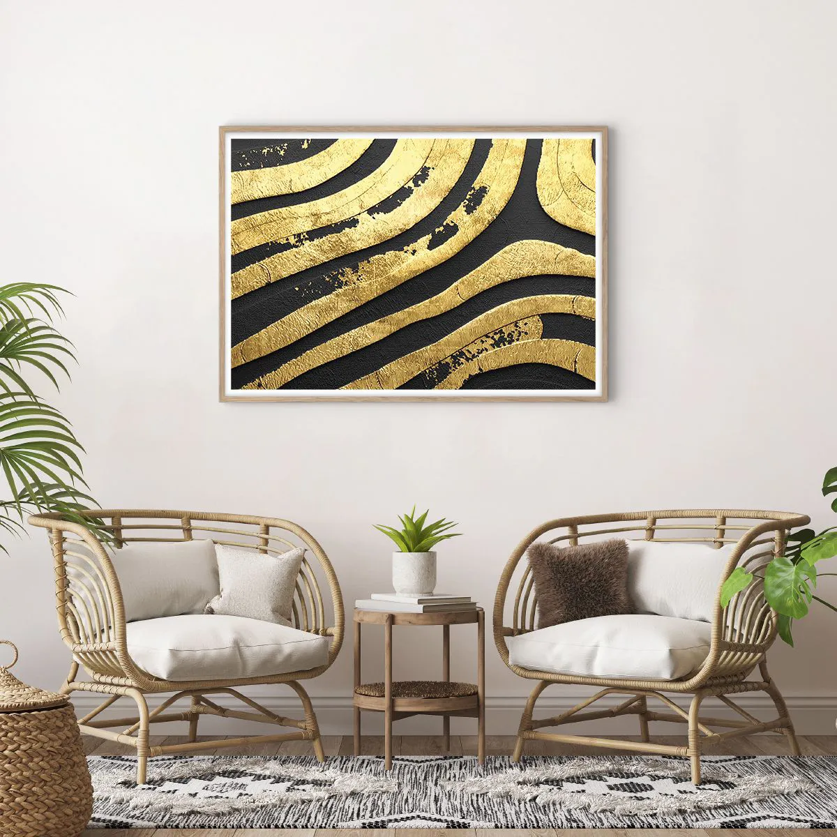 Plagát v ráme zo svetlého duba - Všetko plynie - 100x70 cm