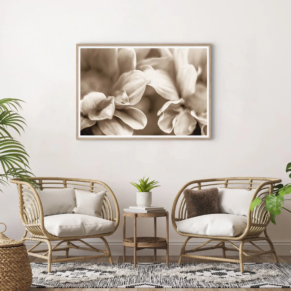 Poster in einem Rahmen aus heller Eiche - So sanft wie ein Lächeln - 100x70 cm