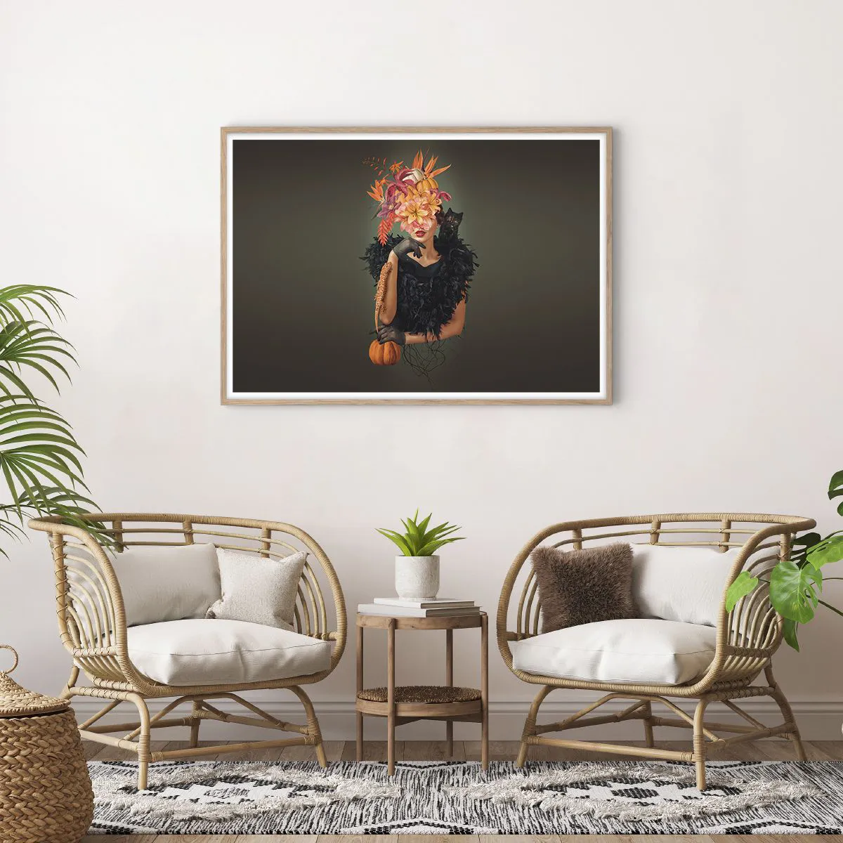 Plagát v ráme zo svetlého duba - Kúzlo čarodejnice - 100x70 cm