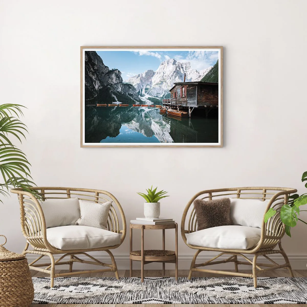 Poster in light oak frame - Crystal, Mountain Morning - 100x70 cm