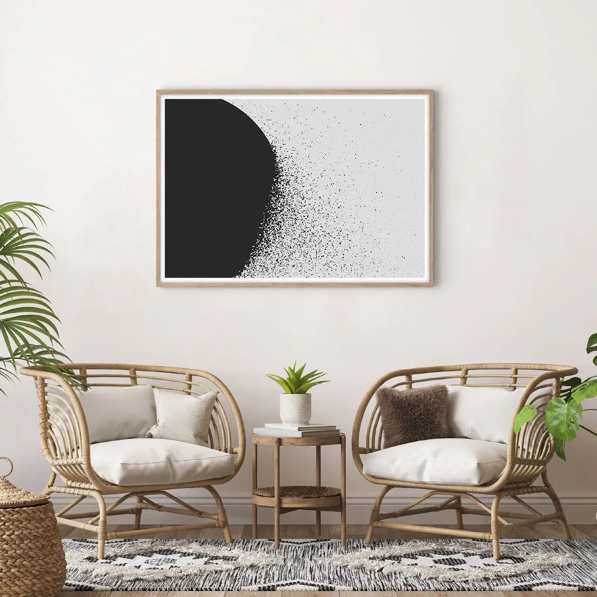 Poster in einem Rahmen aus heller Eiche - Bewegung von Molekülen - 100x70 cm