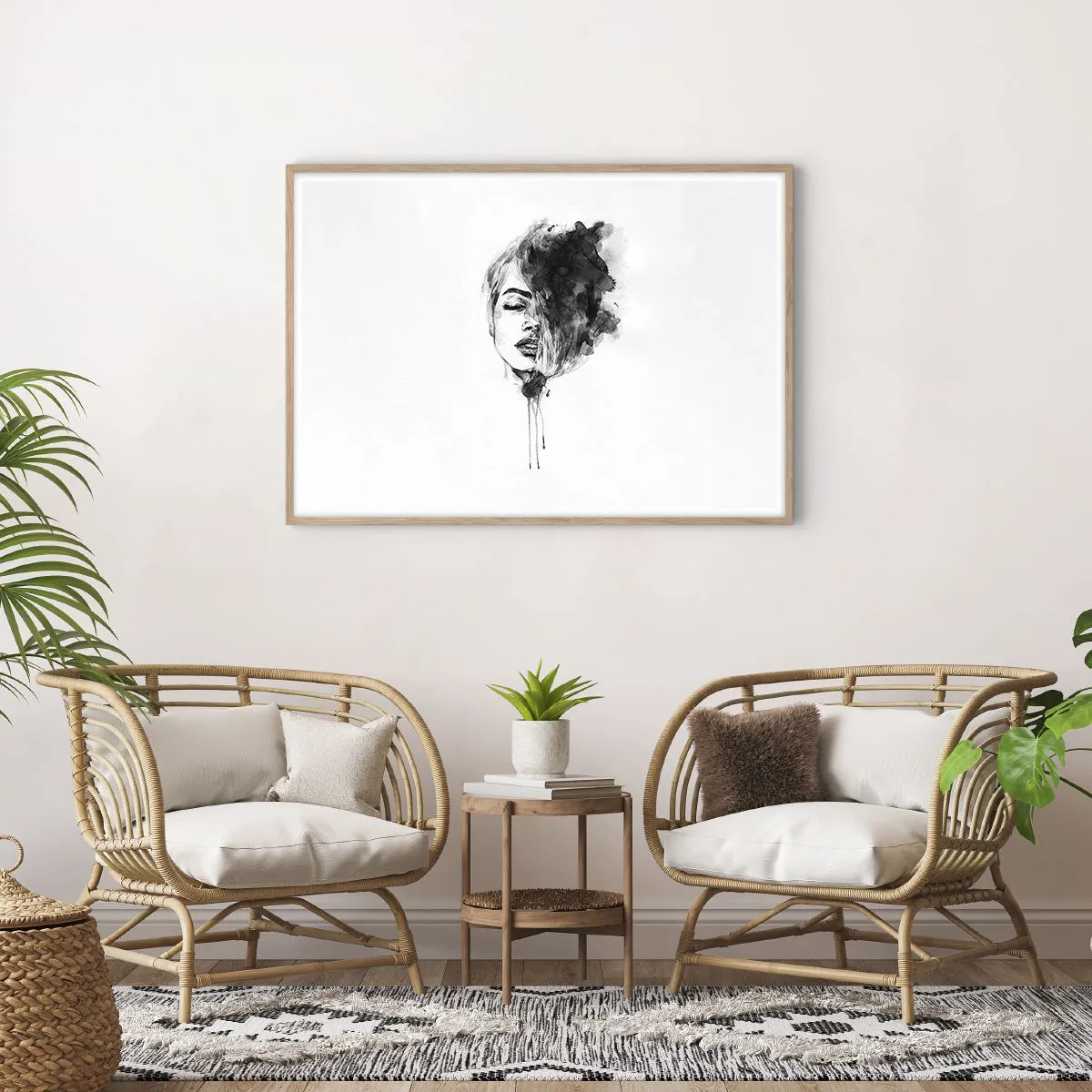 Poster in light oak frame - What Does a Girl Dream about? - 100x70 cm