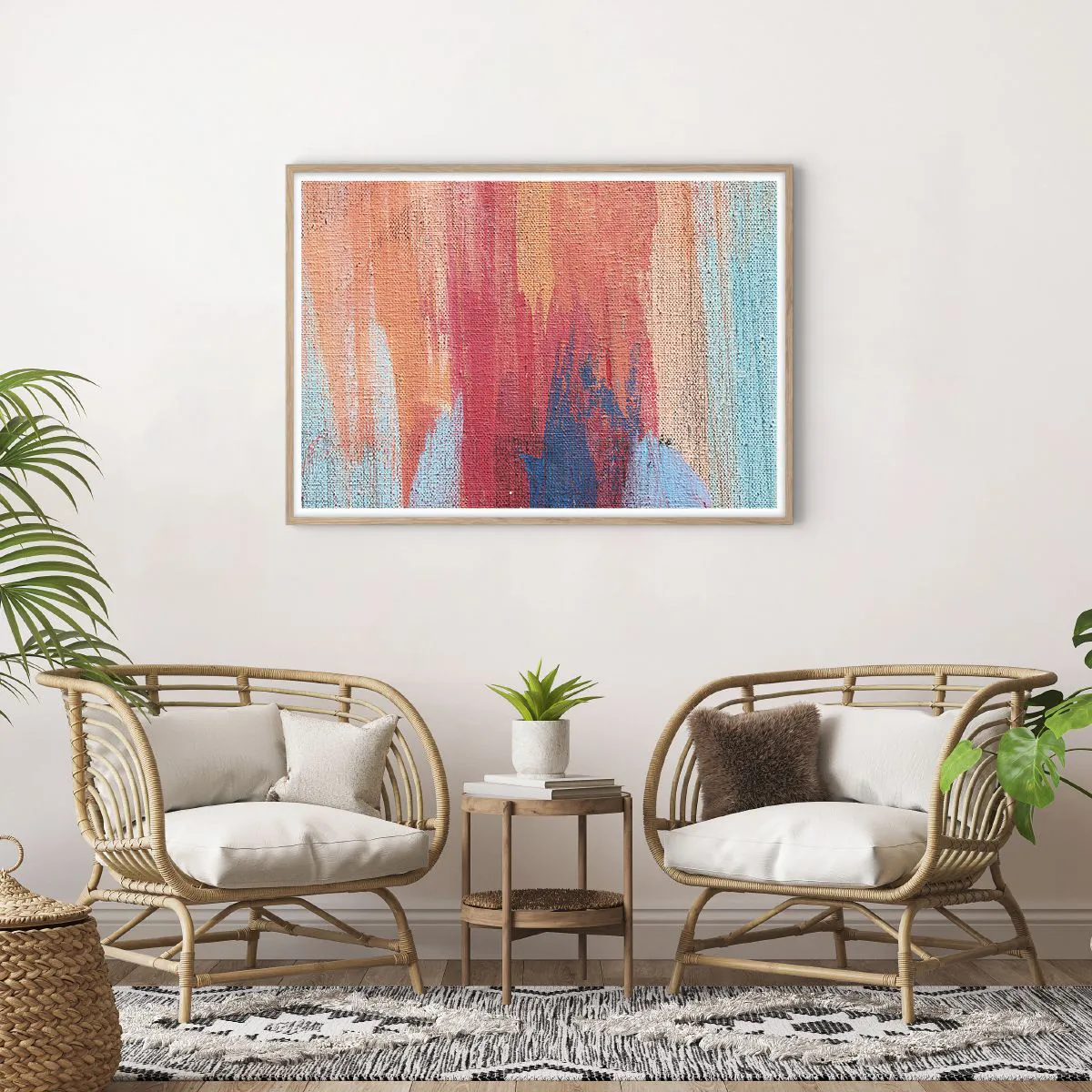 Poster in einem Rahmen aus heller Eiche - Renne den Regenbogen hinunter - 100x70 cm