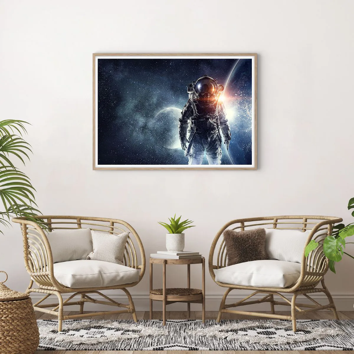 Affiche dans un chêne clair - Poster - Aventure spatiale - 100x70 cm