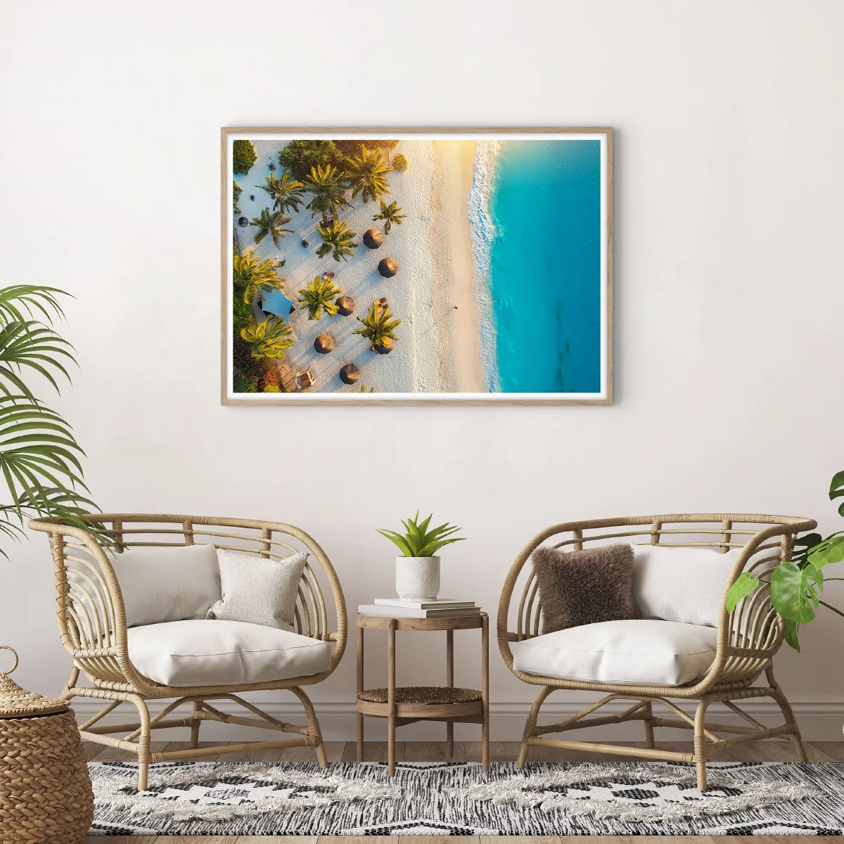 Poster in cornice rovere chiaro - Benvenuti in paradiso - 100x70 cm