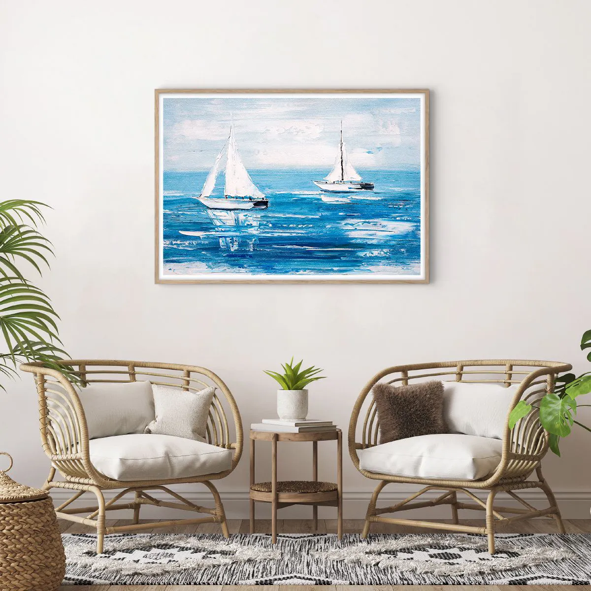 Affiche dans un chêne clair - Poster - Avec un ami à mes côtés - 100x70 cm