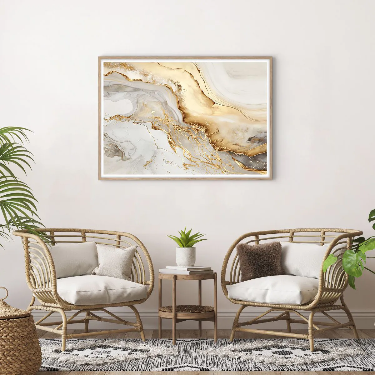 Poster in cornice rovere chiaro - Astrazione: bellezza e bontà - 100x70 cm