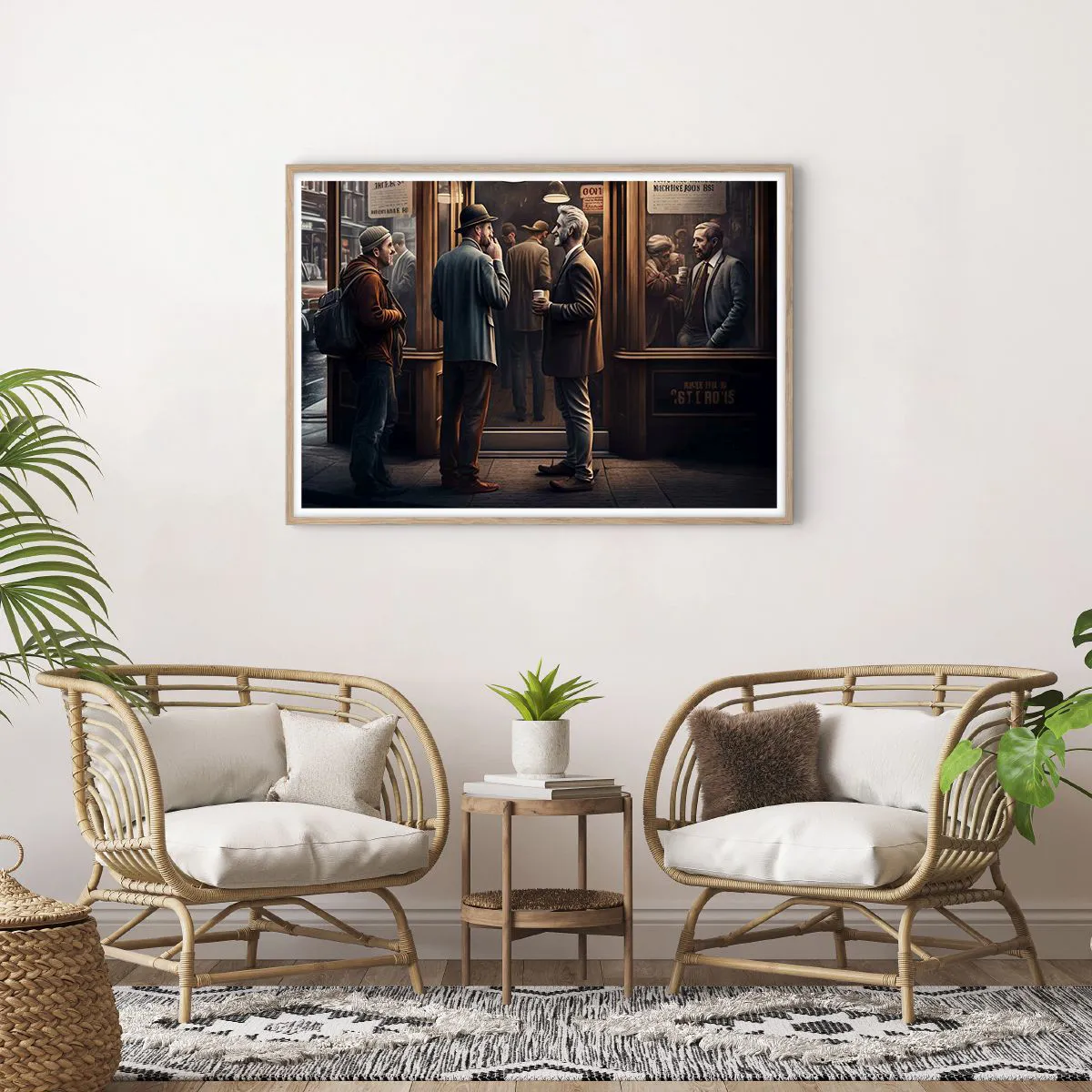 Pôster com moldura de carvalho claro - Boa hora do dia - 100x70 cm