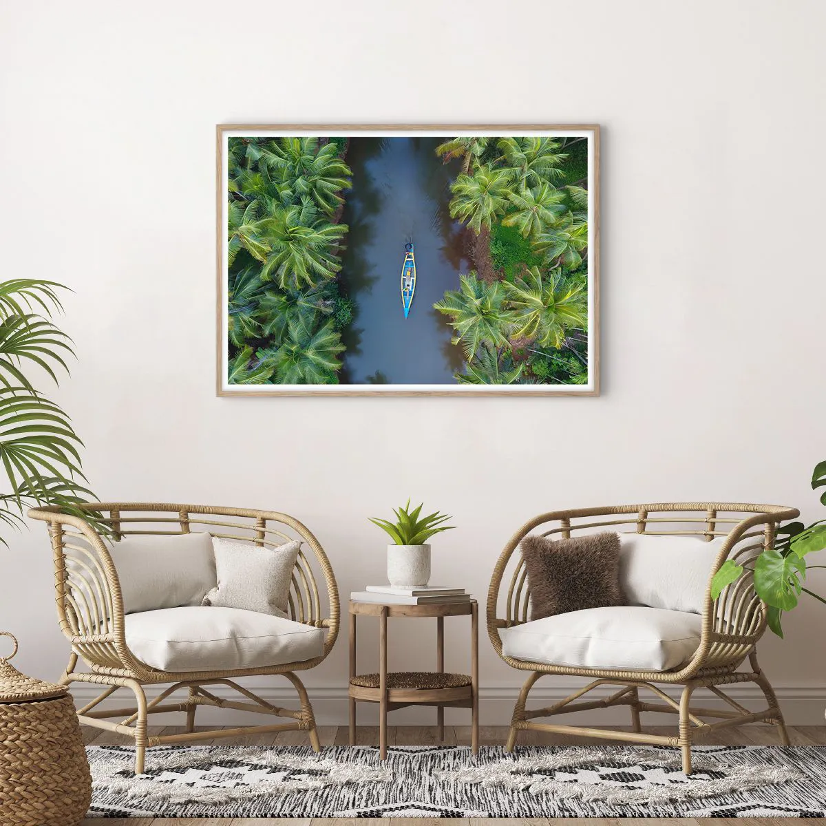 Plakát v rámu světlý dub - Na tropické stezce - 100x70 cm