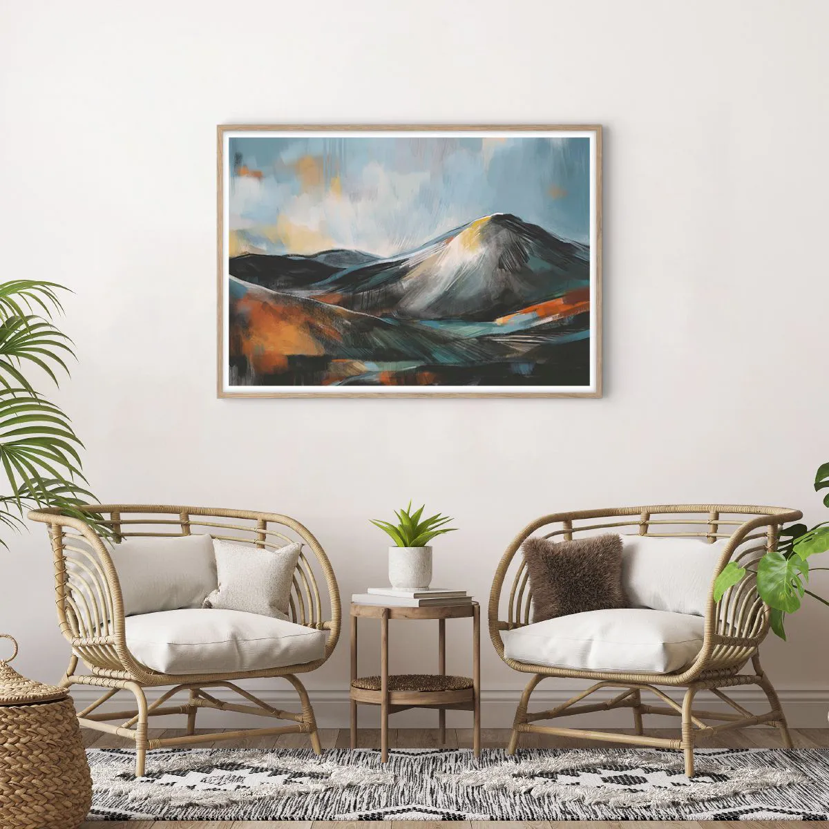 Póster en marco roble claro - Crudo y bello - 100x70 cm