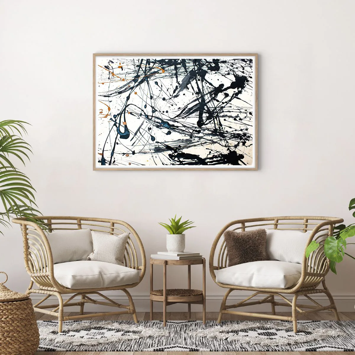 Poster in einem Rahmen aus heller Eiche - Expressionistische Abstraktion - 100x70 cm