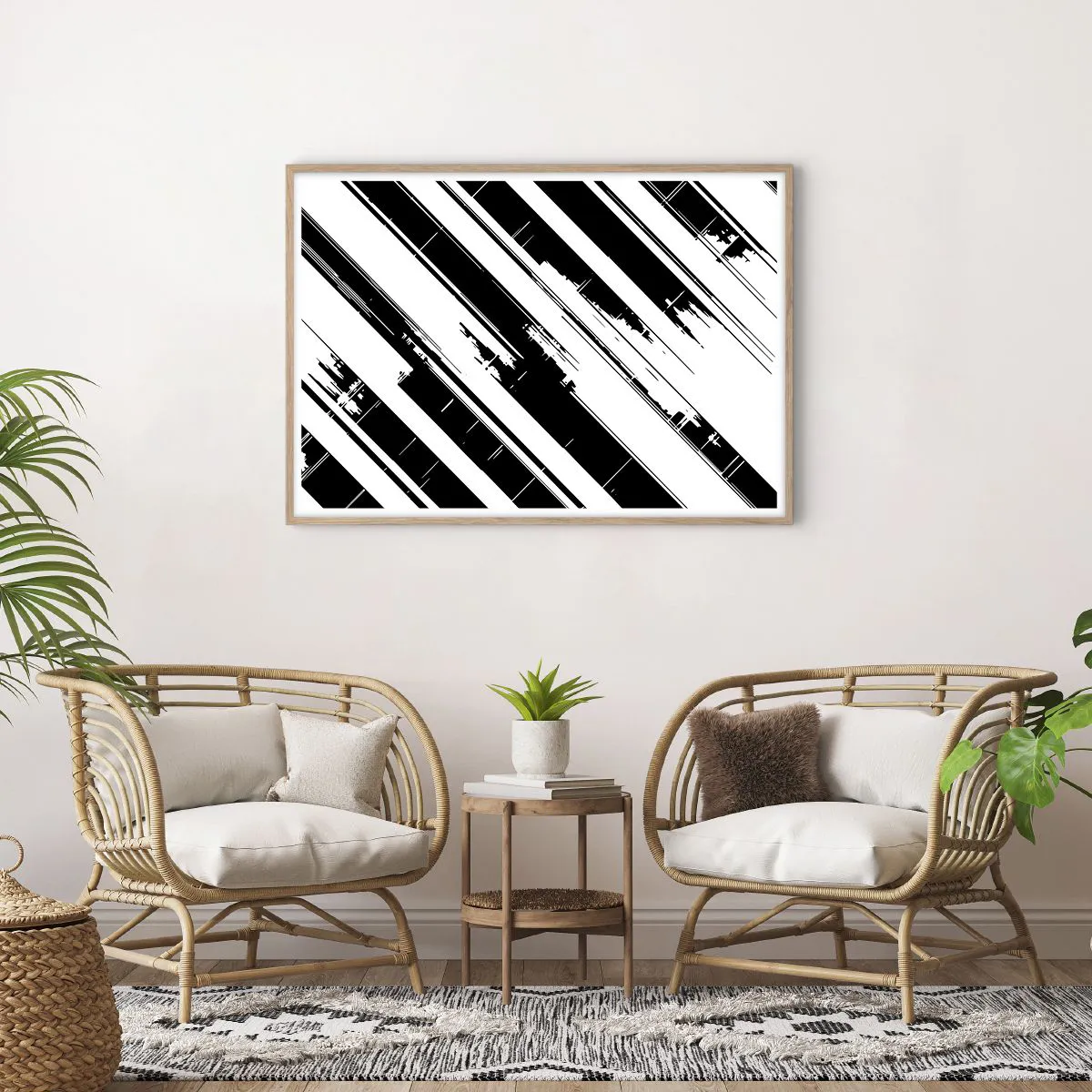 Een poster in een licht eiken lijst - Een intense en dynamische compositie - 100x70 cm