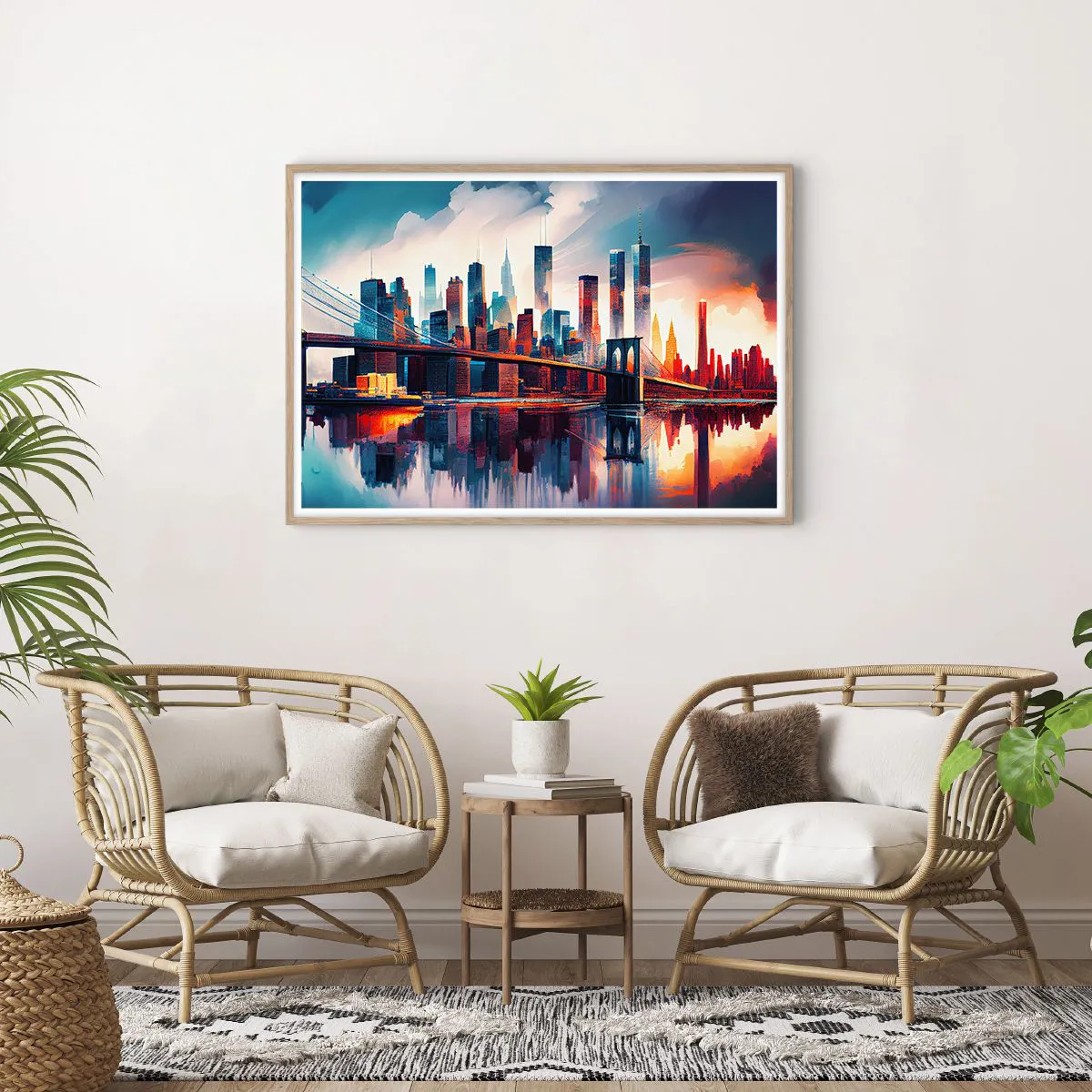 Plakat w ramie jasny dąb - Zjawiskowy Nowy Jork - 100x70 cm