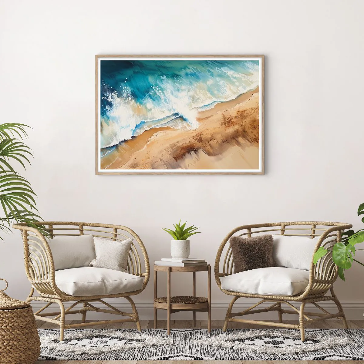 Poster in einem Rahmen aus heller Eiche - Zurückkehrende Welle - 100x70 cm