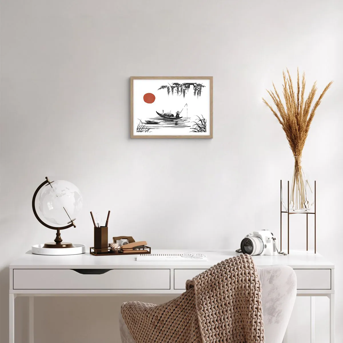 Affiche dans un chêne clair - Poster - Après-midi asiatique - 40x30 cm