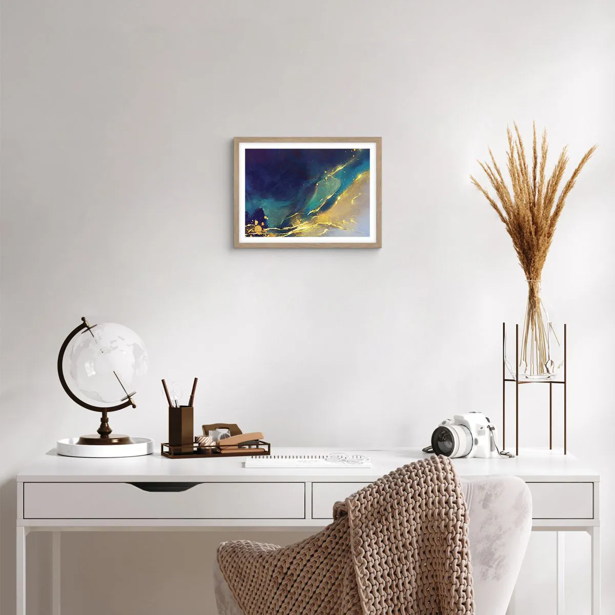 Poster in einem Rahmen aus heller Eiche - Der goldene Teich - 40x30 cm