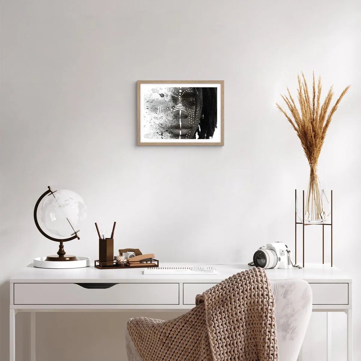 Plakat i ramme af lyst egetræ - Opdag den oprindelige ånd - 40x30 cm