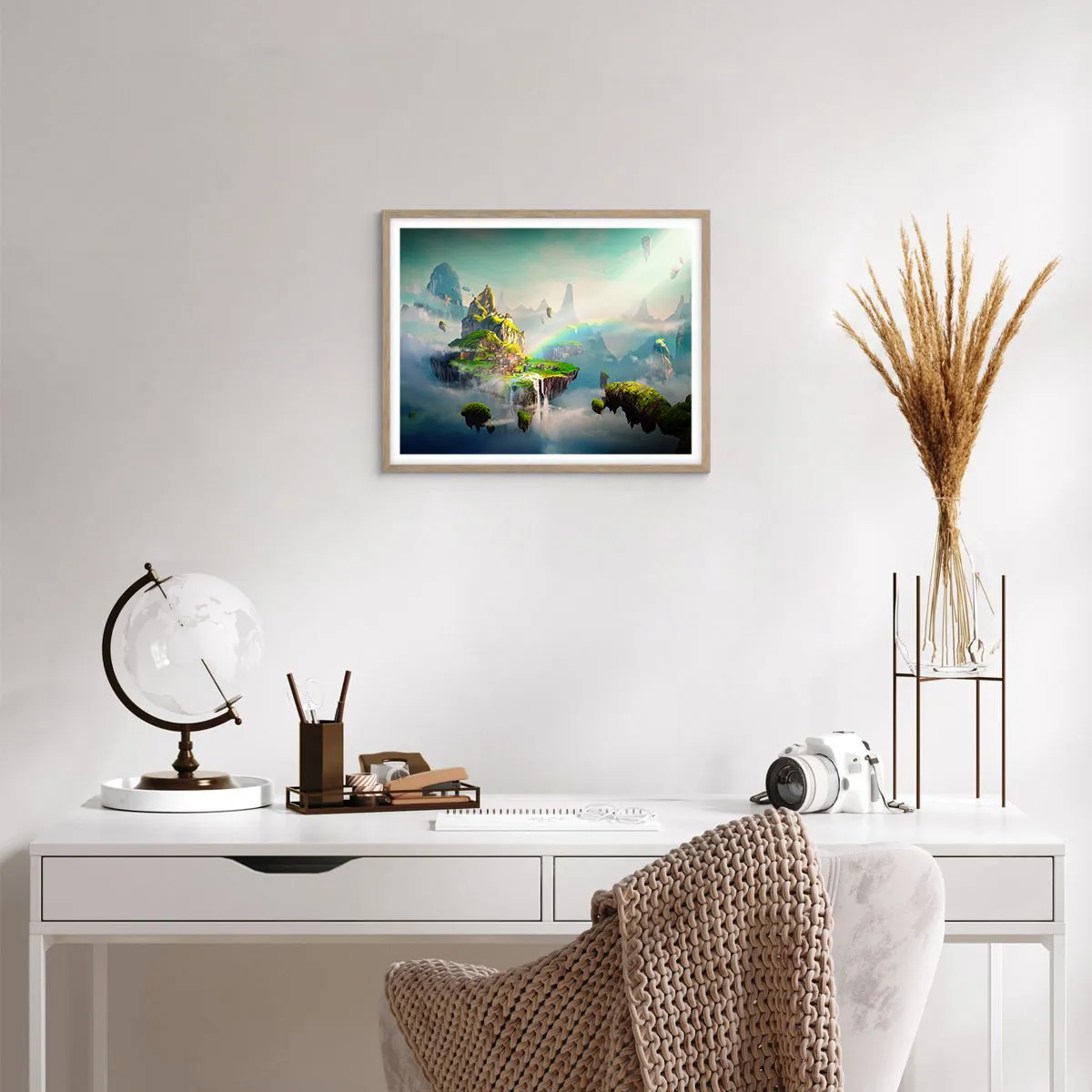 Poszter világos tölgy keretben - Az ég közepén - boldog szigetek - 50x40 cm