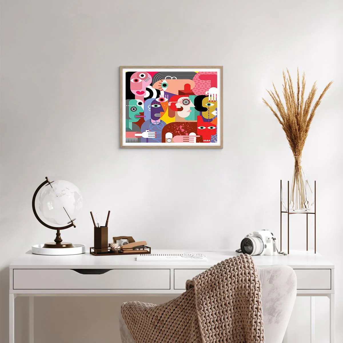 Pôster com moldura de carvalho claro - Viemos da parte do Sr. Picasso - 50x40 cm