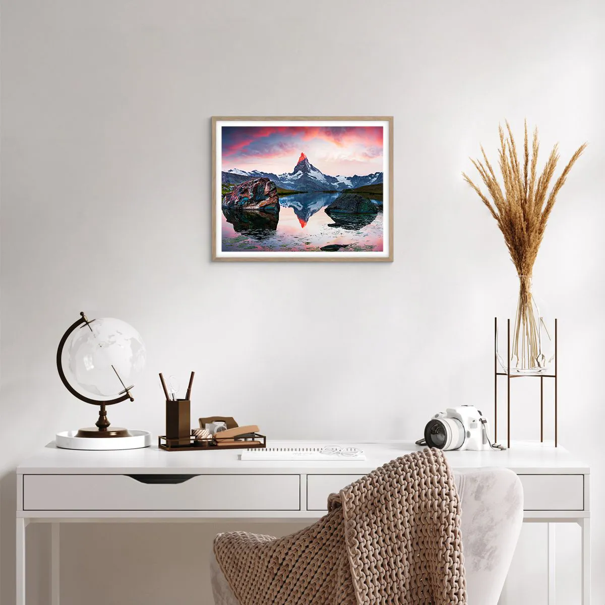 Poster in light oak frame - Heart of the Mountains Is Hot - 50x40 cm