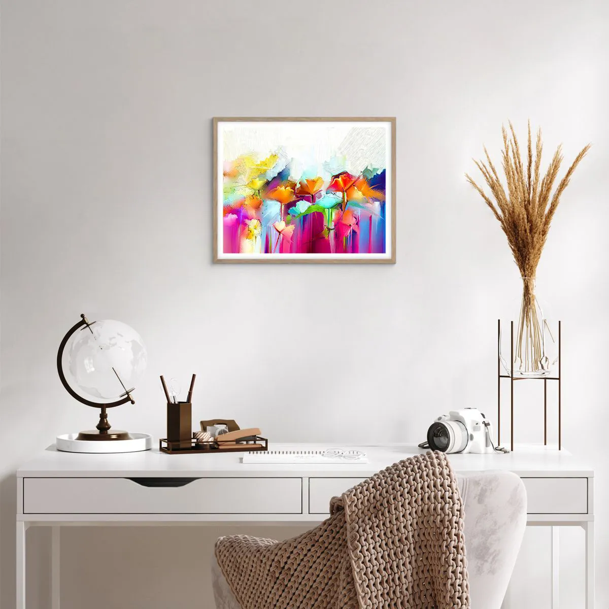 Poster in light oak frame - Rainbow Has Bloomed - 50x40 cm